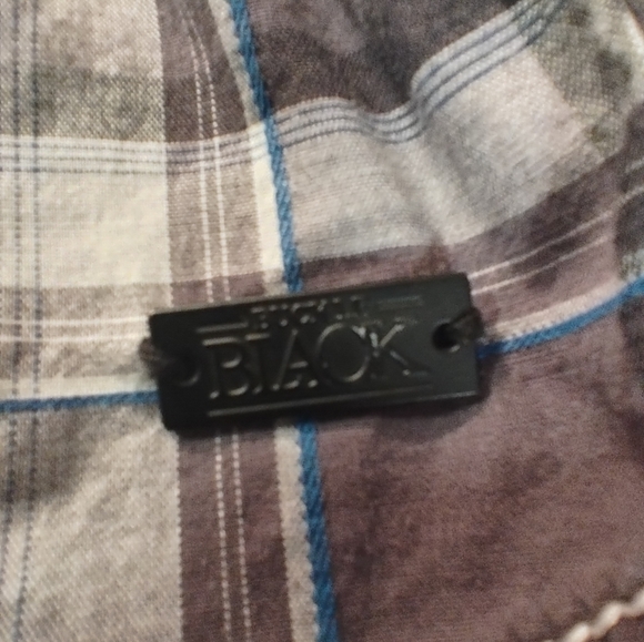 BKE Buckle BLACK Western Snap Button Plaid Grey Shirt L - Picture 10 of 16